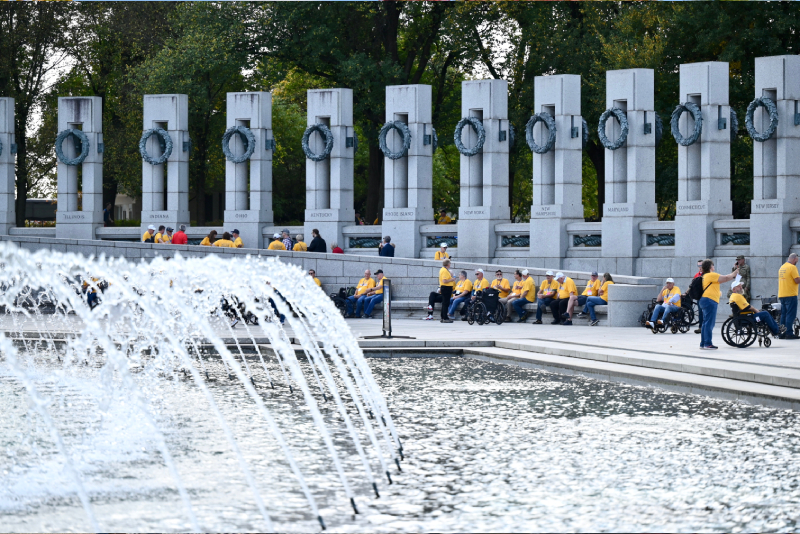 Veterans at the World War 2 memorial